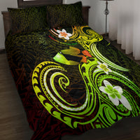 Hawaii Humuhumu Reef Triggerfish Quilt Bed Set Reggae With Plumeria LT05 - Polynesian Pride