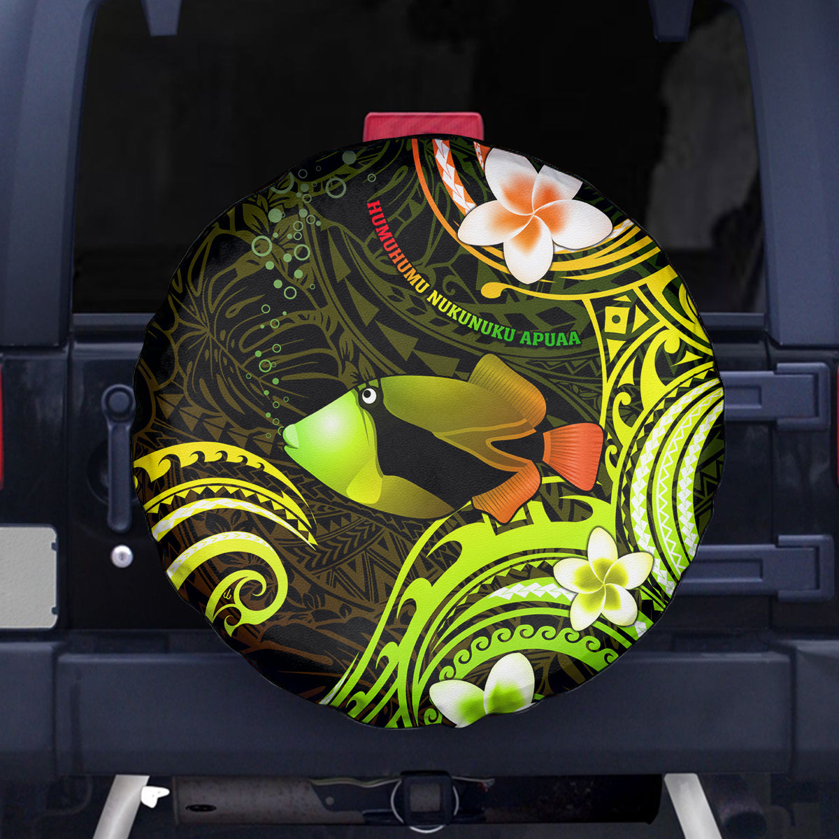 Hawaii Humuhumu Reef Triggerfish Spare Tire Cover Reggae With Plumeria LT05 Reggae - Polynesian Pride