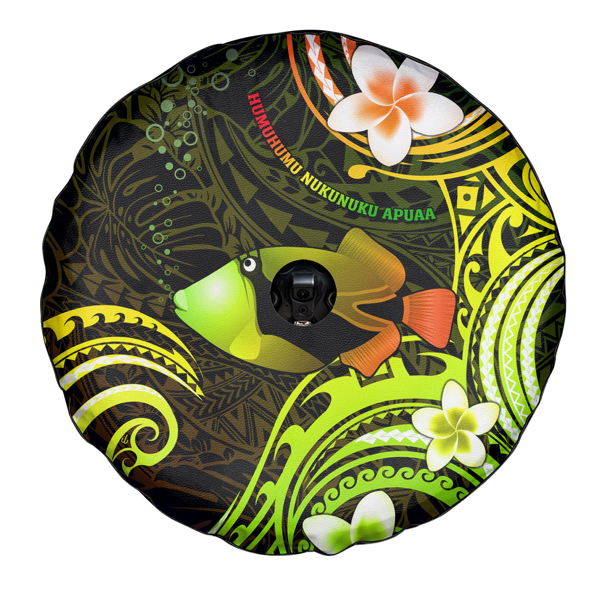 Hawaii Humuhumu Reef Triggerfish Spare Tire Cover Reggae With Plumeria LT05 - Polynesian Pride