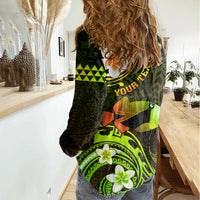 Personalised Hawaii Humuhumu Reef Triggerfish Women Casual Shirt Reggae With Plumeria LT05 - Polynesian Pride