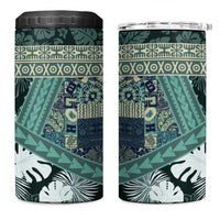 Hawaii Plant Kalo 4 in 1 Can Cooler Tumbler Hawaiian Tapa Pattern
