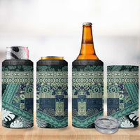 Hawaii Plant Kalo 4 in 1 Can Cooler Tumbler Hawaiian Tapa Pattern