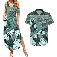 Hawaii Plant Kalo Couples Matching Summer Maxi Dress and Hawaiian Shirt Hawaiian Tapa Pattern LT05 Green - Polynesian Pride