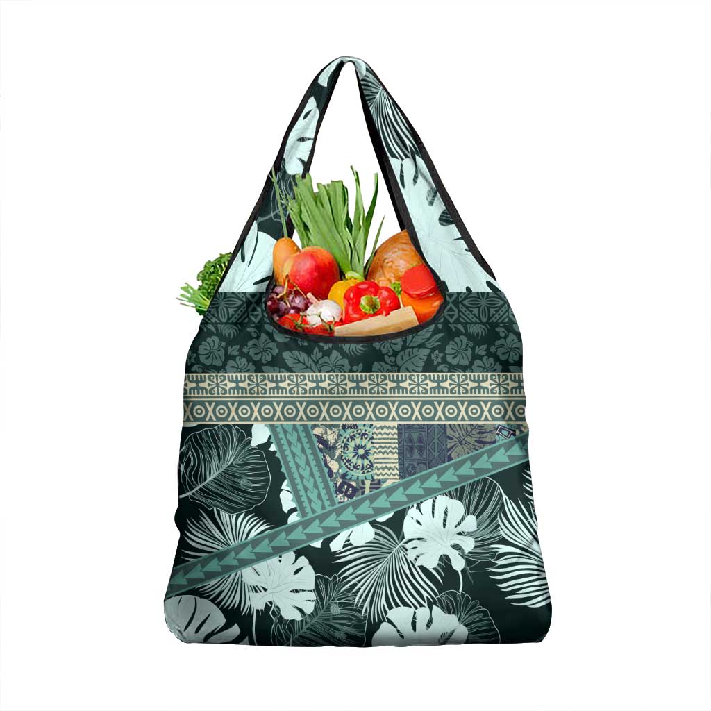 Hawaii Plant Kalo Grocery Bag Hawaiian Tapa Pattern