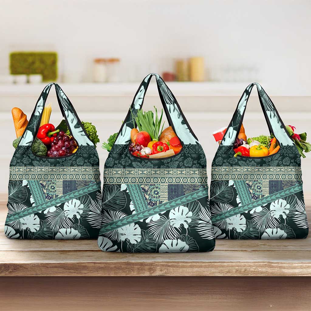 Hawaii Plant Kalo Grocery Bag Hawaiian Tapa Pattern