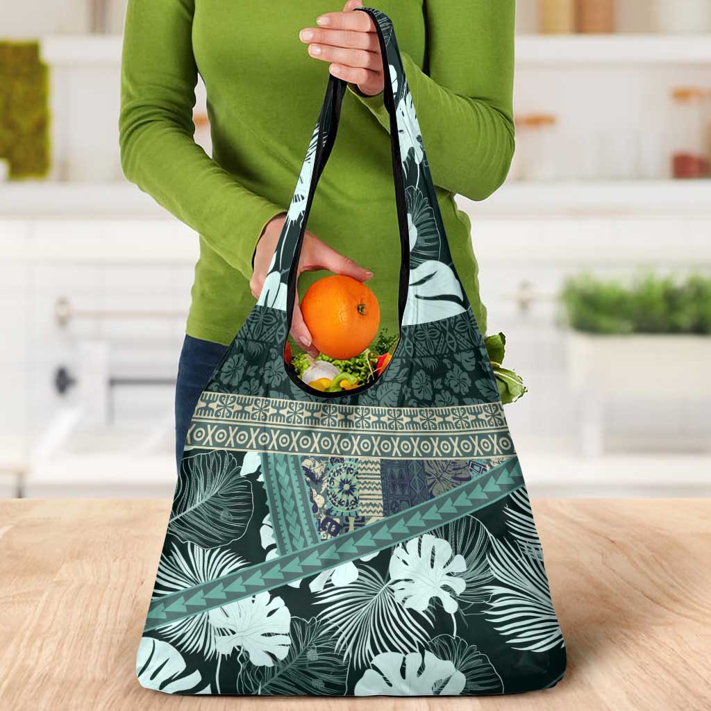 Hawaii Plant Kalo Grocery Bag Hawaiian Tapa Pattern