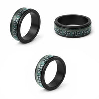 Hawaii Plant Kalo Spinner Ring Hawaiian Tapa Pattern - Polynesian Pride