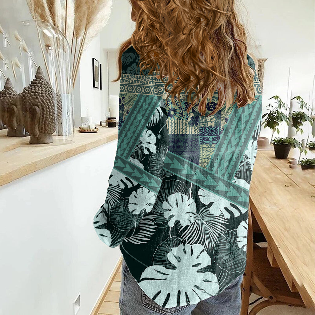 Hawaii Plant Kalo Women Casual Shirt Hawaiian Tapa Pattern LT05 - Polynesian Pride