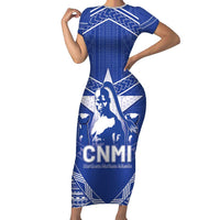 Northern Mariana Islands Family Matching Short Sleeve Bodycon Dress and Hawaiian Shirt Chamorro Warrior Tribal Pattern