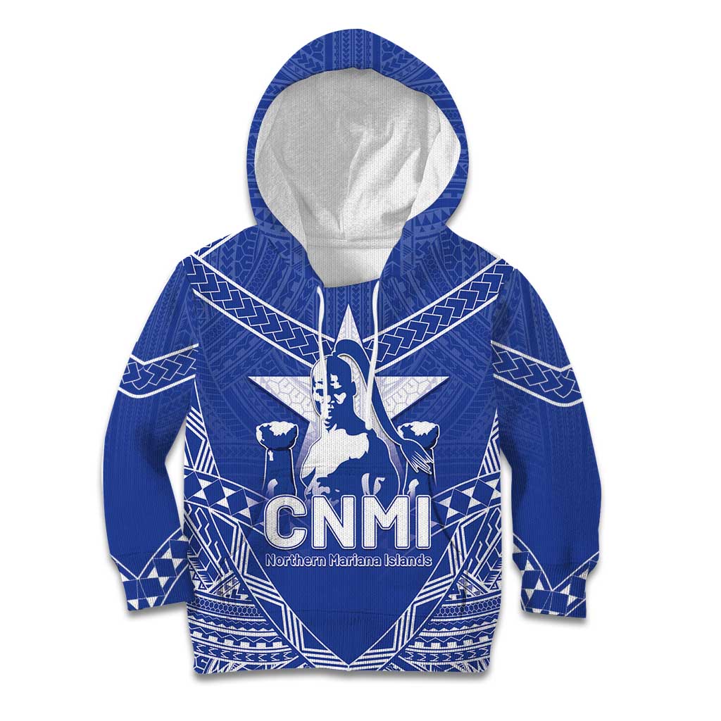 Northern Mariana Islands Kid Hoodie Chamorro Warrior Tribal Pattern