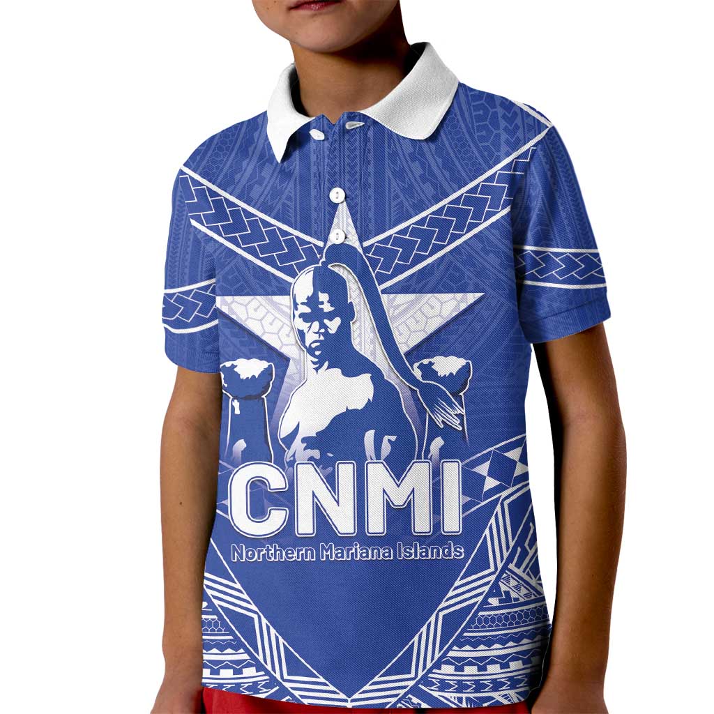 Northern Mariana Islands Kid Polo Shirt Chamorro Warrior Tribal Pattern