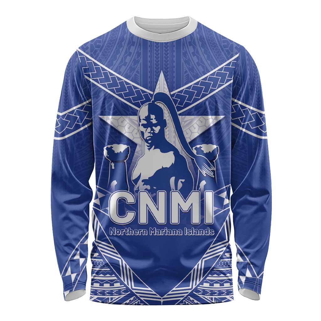 Northern Mariana Islands Long Sleeve Shirt Chamorro Warrior Tribal Pattern