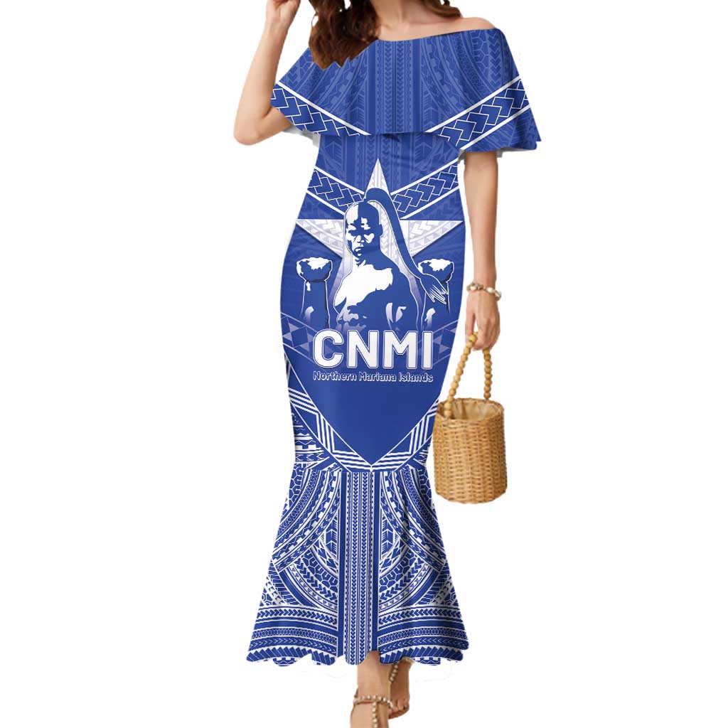 Northern Mariana Islands Mermaid Dress Chamorro Warrior Tribal Pattern