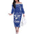 Northern Mariana Islands Off The Shoulder Long Sleeve Dress Chamorro Warrior Tribal Pattern