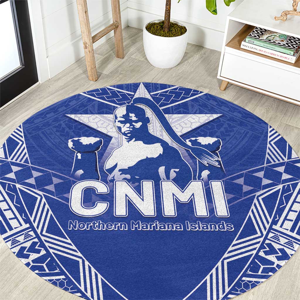 Northern Mariana Islands Round Carpet Chamorro Warrior Tribal Pattern