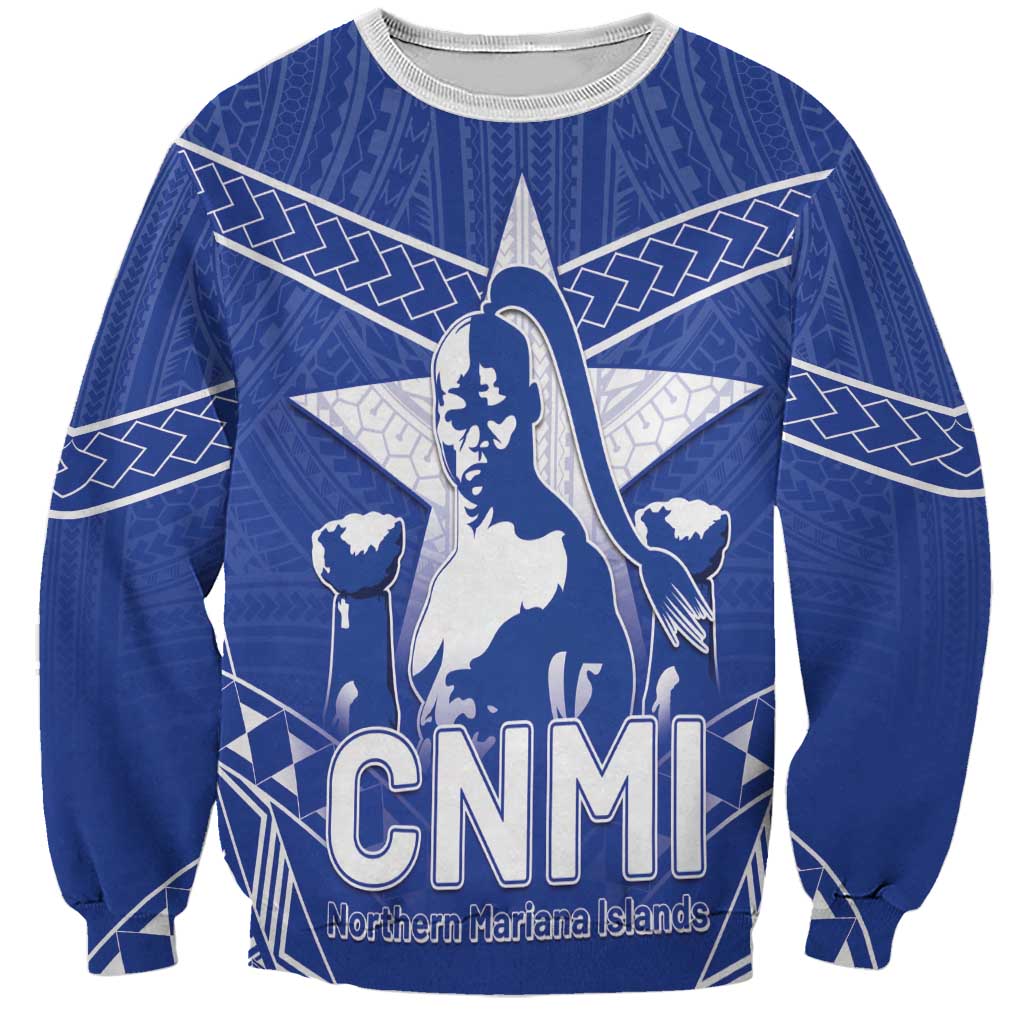 Northern Mariana Islands Sweatshirt Chamorro Warrior Tribal Pattern