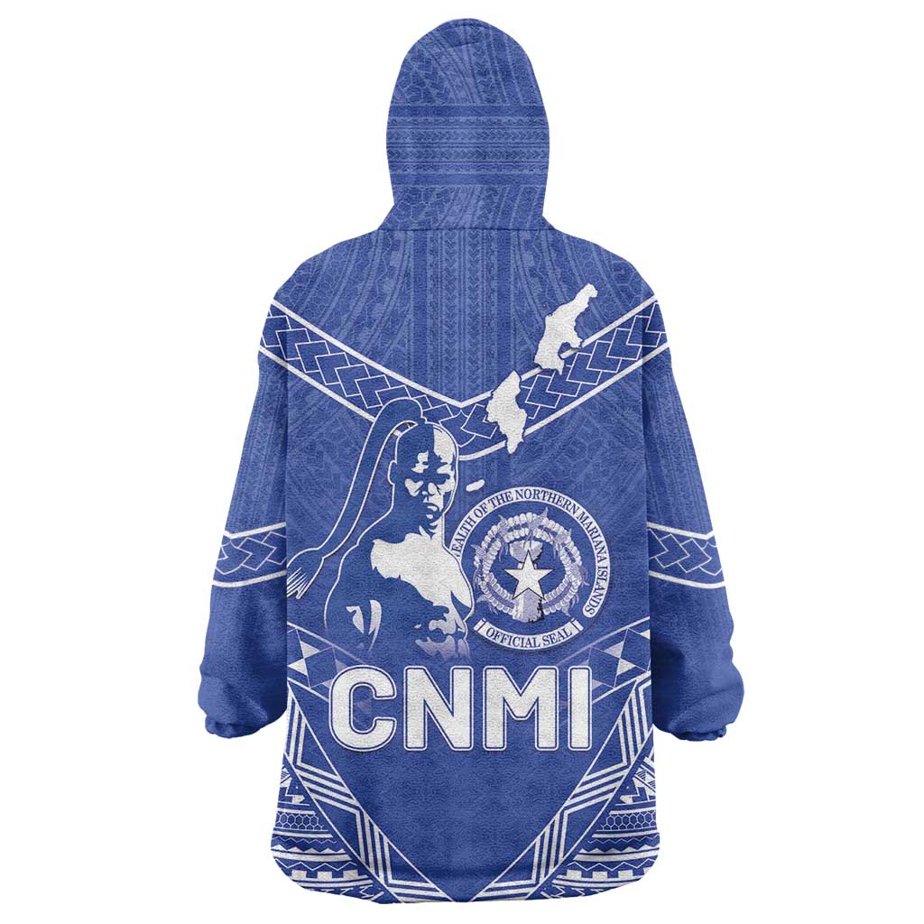 Northern Mariana Islands Wearable Blanket Hoodie Chamorro Warrior Tribal Pattern