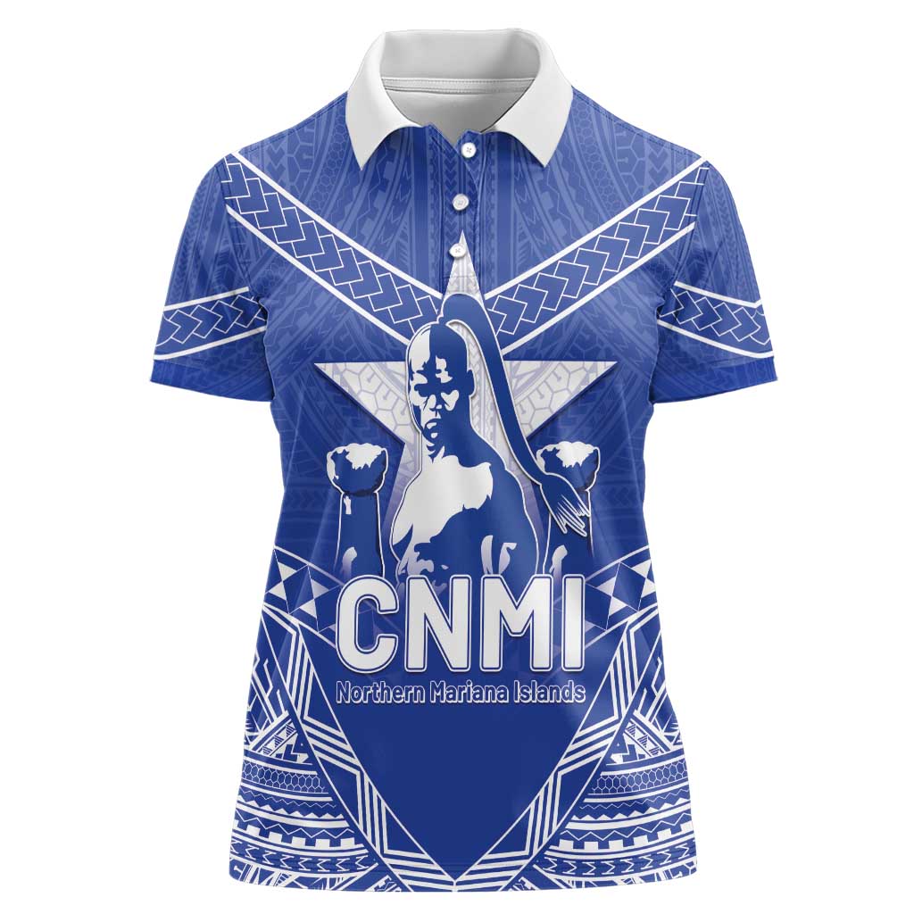 Northern Mariana Islands Women Polo Shirt Chamorro Warrior Tribal Pattern