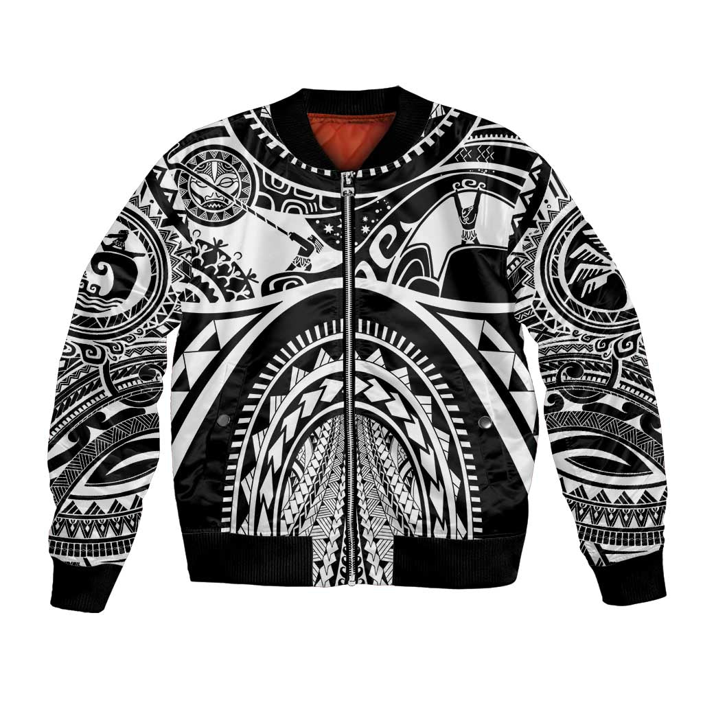 Polynesia Maui Tattoo Inspired Bomber Jacket Black Version