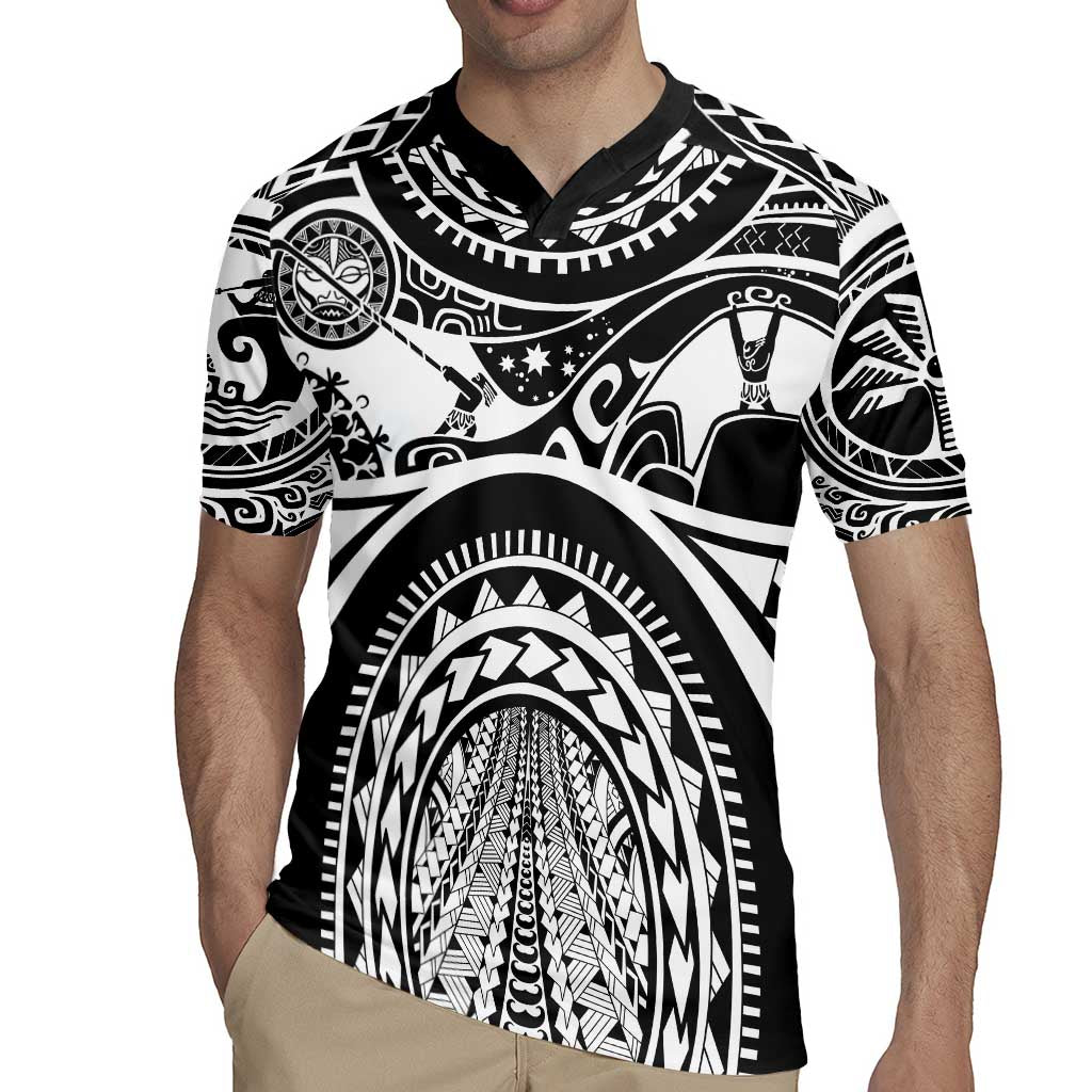 Polynesia Maui Tattoo Inspired Rugby Jersey Black Version