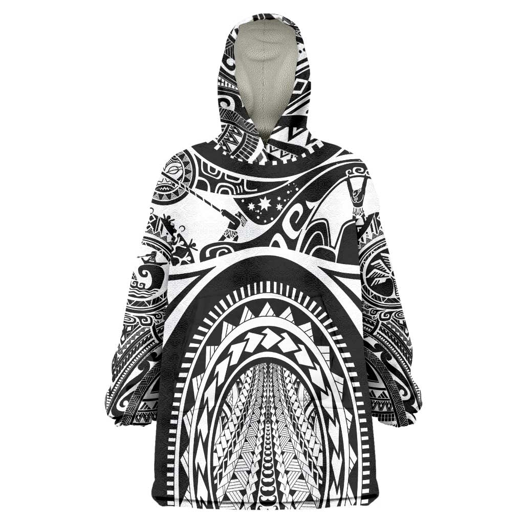 Polynesia Maui Tattoo Inspired Wearable Blanket Hoodie Black Version