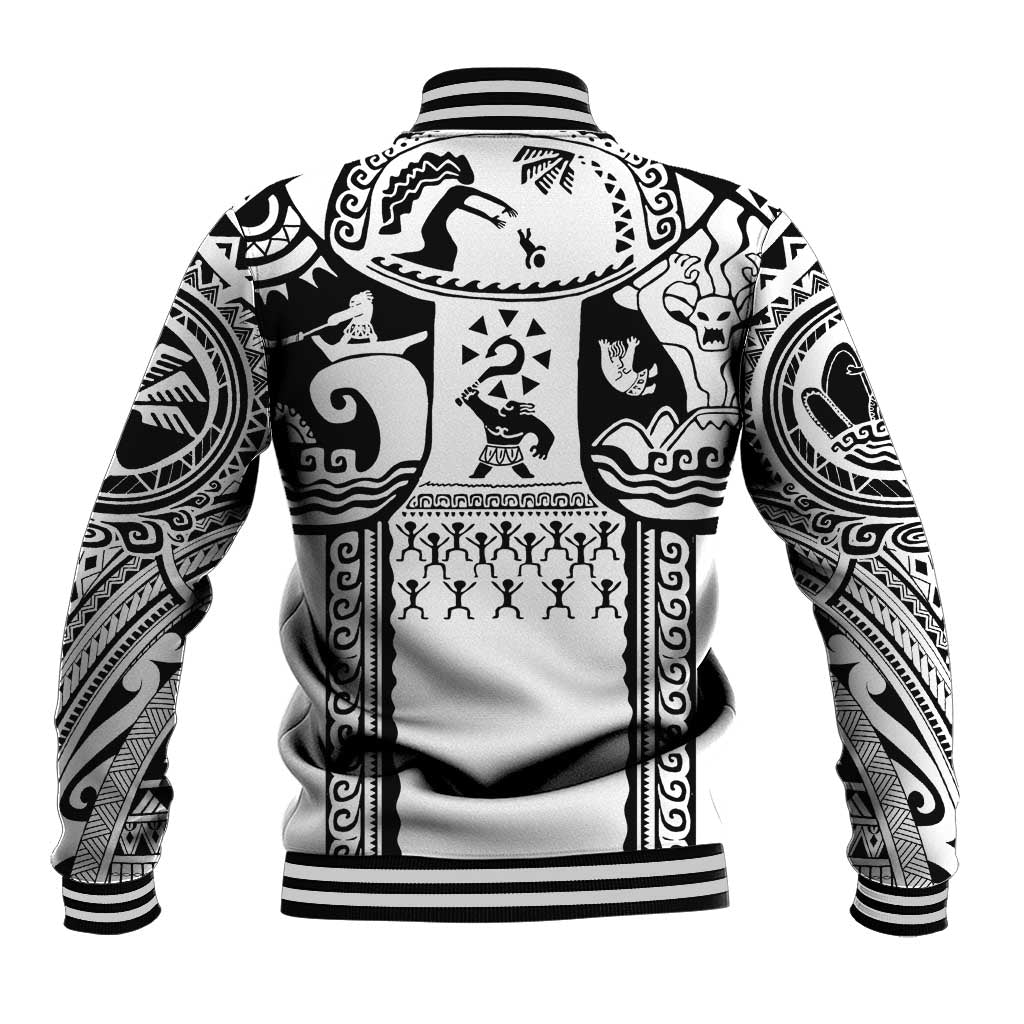 Polynesia Maui Tattoo Inspired Baseball Jacket White Version