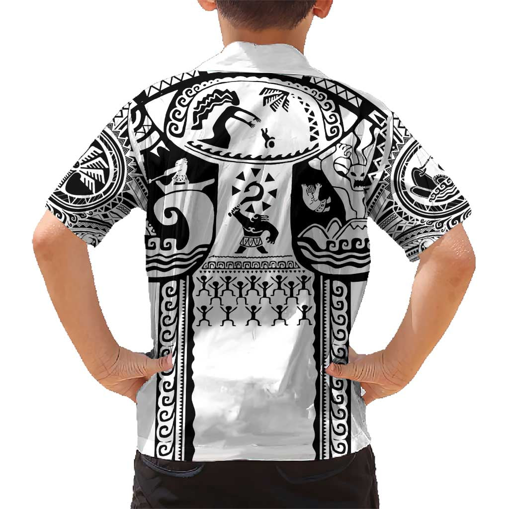 Polynesia Maui Tattoo Inspired Kid Hawaiian Shirt White Version