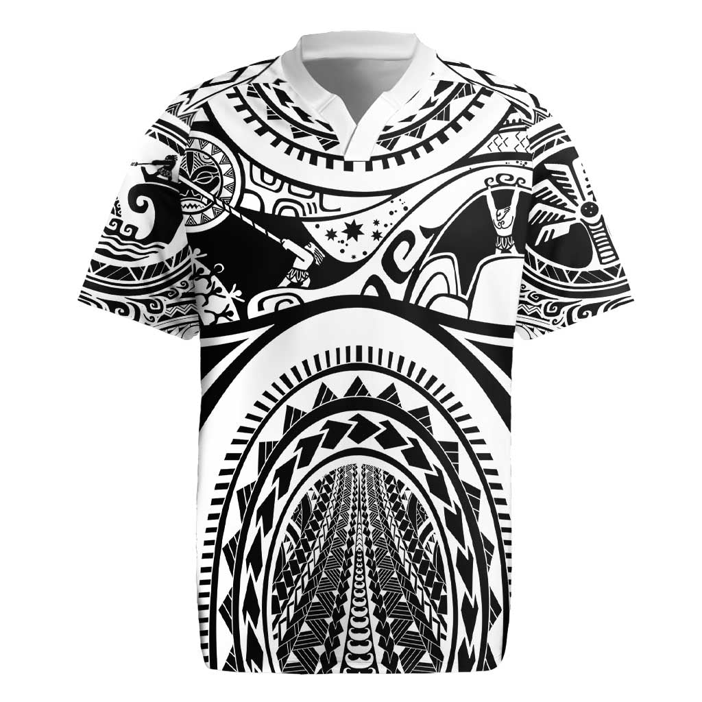 Polynesia Maui Tattoo Inspired Rugby Jersey White Version