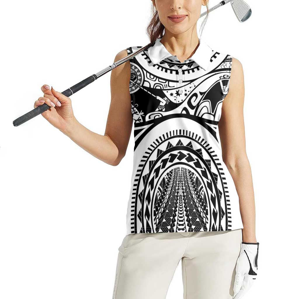 Polynesia Maui Tattoo Inspired Women Sleeveless Polo Shirt White Version