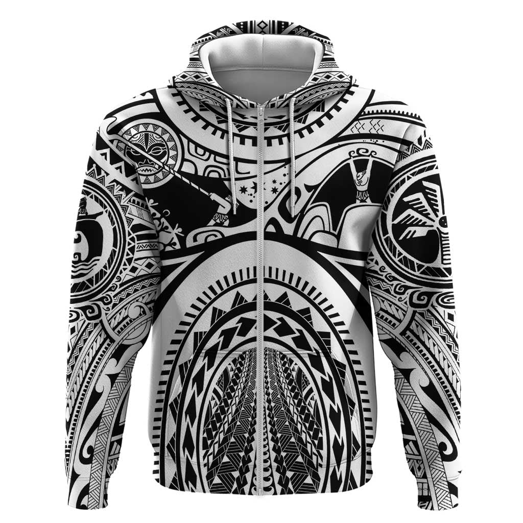 Polynesia Maui Tattoo Inspired Zip Hoodie White Version LT05 Zip Hoodie White - Polynesian Pride
