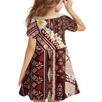 Red Vintage Tonga Ngatu Pattern With Plumeria Family Matching Tank Maxi Dress and Hawaiian Shirt - Polynesian Pride