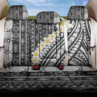 Black Vintage Tonga Ngatu Pattern With Plumeria Back Car Seat Cover - Polynesian Pride