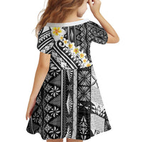 Black Vintage Tonga Ngatu Pattern With Plumeria Family Matching Off Shoulder Short Dress and Hawaiian Shirt LT05 - Polynesian Pride