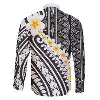 Black Vintage Tonga Ngatu Pattern With Plumeria Family Matching Off Shoulder Short Dress and Hawaiian Shirt LT05 - Polynesian Pride