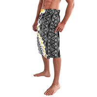 Black Vintage Tonga Ngatu Pattern With Plumeria Lavalava - Polynesian Pride