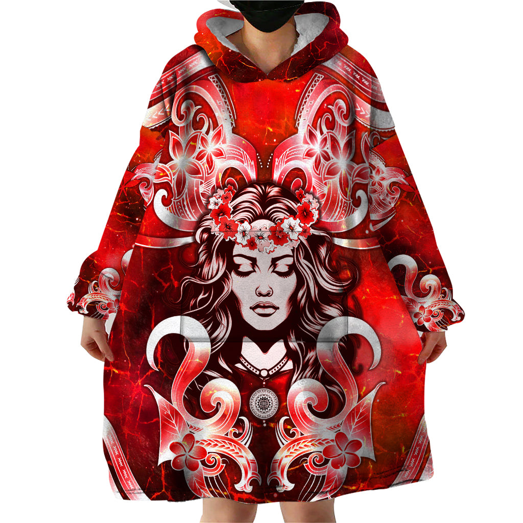 Hawaii Goddess Of Fire Madame Pele Wearable Blanket Hoodie Polynesian Style LT05 - Polynesian Pride