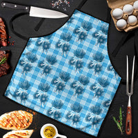 Blue Palaka Hawaii Apron Hawaiian Lehua Blossoms