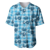 Blue Palaka Hawaii Baseball Jersey Hawaiian Lehua Blossoms