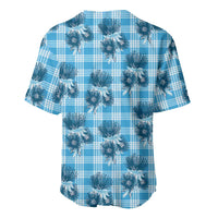 Blue Palaka Hawaii Baseball Jersey Hawaiian Lehua Blossoms