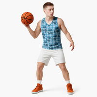 Blue Palaka Hawaii Basketball Jersey Hawaiian Lehua Blossoms