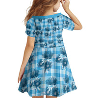 Blue Palaka Hawaii Family Matching Off Shoulder Short Dress and Hawaiian Shirt Hawaiian Lehua Blossoms LT05 - Polynesian Pride
