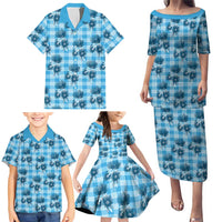 Blue Palaka Hawaii Family Matching Puletasi and Hawaiian Shirt Hawaiian Lehua Blossoms LT05 - Polynesian Pride