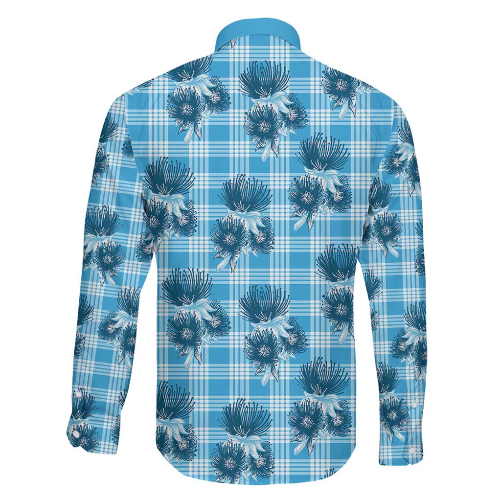 Blue Palaka Hawaii Family Matching Tank Maxi Dress and Hawaiian Shirt Hawaiian Lehua Blossoms LT05 - Polynesian Pride