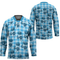 Blue Palaka Hawaii Hockey Jersey Hawaiian Lehua Blossoms