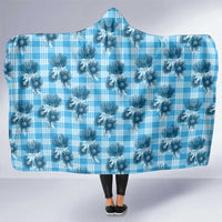 Blue Palaka Hawaii Hooded Blanket Hawaiian Lehua Blossoms