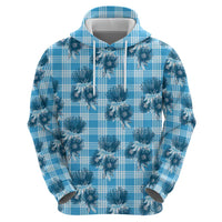 Blue Palaka Hawaii Hoodie Hawaiian Lehua Blossoms