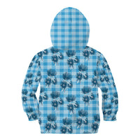 Blue Palaka Hawaii Kid Hoodie Hawaiian Lehua Blossoms