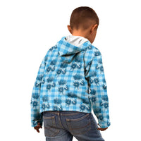 Blue Palaka Hawaii Kid Hoodie Hawaiian Lehua Blossoms