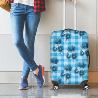 Blue Palaka Hawaii Luggage Cover Hawaiian Lehua Blossoms