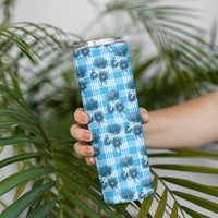 Blue Palaka Hawaii Skinny Tumbler Hawaiian Lehua Blossoms